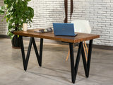 铁艺实木组合书桌简约现代电脑桌会议洽谈办公桌写字台家用小餐桌