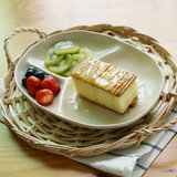 出口日本 简约陶瓷早餐分格餐盘 三格盘儿童餐盘水果盘分隔菜盘