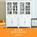 美式实木书柜带门定制简约白色两门书柜水曲柳四门书柜书架组合