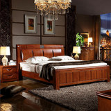 实木床1.8米双人床大床现代简约橡木床储物床田园床婚床主卧家具
