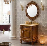 欧式橱柜浴室柜0.6米小户型洗脸盆实木仿古卫浴柜组合60cm80cm
