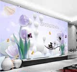 简约现代电视背景墙壁纸3D温馨百合花客厅卧室壁画5D浪漫婚房墙纸
