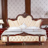 定制欧式全实木真皮床法式深色奢华婚床1.8m双人床2米2.2加宽大床