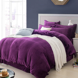 纯色珊瑚绒四件套加厚保暖法莱绒2.0米1.8m床上用品床单被套特价