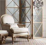 美式欧式复古做旧布艺老虎椅法式实木休闲单人沙发椅客厅阳台
