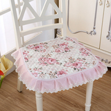 纯棉绗缝椅垫办公椅子垫四季可用可机洗防滑转椅垫田园蕾丝花边