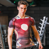 男士紧身衣男美国队长运动短袖速干T恤超人pro跑步篮球健身衣透气