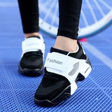 夏季透气大码女鞋41-43全黑色加肥休闲鞋40 42韩版孕妇防滑运动鞋