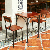 美式乡村LOFT铁艺做旧茶几西餐厅桌椅组合咖啡厅桌椅酒吧休闲餐桌