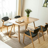 实木餐桌北欧宜家小户型餐桌椅组合长方形简约现代白橡木6人餐桌