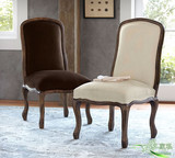 特价美式实木餐椅欧式简约新古典书椅咖啡椅法式复古高背单人椅子