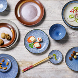 陶瓷盘子 菜盘 家用圆形日式和风碟子餐具复古鱼盘创意餐盘凉菜盘