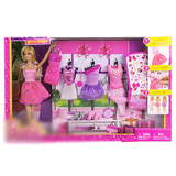 正品Barbie芭比娃娃玩具公主设计搭配礼盒套装Y7503含5套衣服包邮