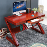实木电脑桌台式家用书桌写字台简约现代Z型学习桌子简易办公桌子