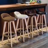 美式简约时尚高脚实木吧椅吧凳 时尚创意旋转吧台椅子 欧式酒吧椅