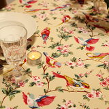[]莺集 日式复古美式花鸟餐桌布 茶几桌布西餐桌布布艺定制