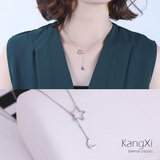 JL 07康熙珠宝 s925纯银韩版星星 月亮项链创意个性简约锁骨链女