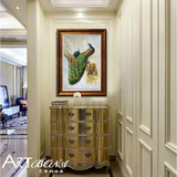 艺博纳手绘油画装饰客厅餐厅玄关中式简欧美式风格孔雀吉祥