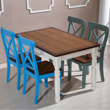 实木餐桌椅组合地中海 美式乡村 水曲柳做旧 小户型简约现代餐桌
