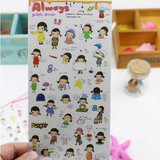 韩国装饰贴纸 PVC透明日记本相册手机贴纸卡通小贴画女孩可爱