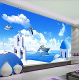 整张无缝大型壁画 电视背景墙壁纸 客厅卧室墙纸自然风景蓝天海景