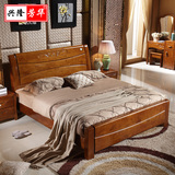 实木床1.8米1.5双人床经济型中式橡胶木储物高箱木头床婚床组装
