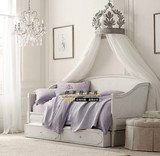 美式法式复古做旧沙发床实木儿童家具欧式法式精美别致雕花沙发床