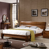 实木床1.8高箱现代中式气压储物床1.5米双人床成人婚床胡桃木家具