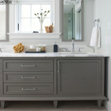 新款北欧宜家卫浴柜组合大理石单盆浴室柜美式橡木浴室柜实木定制