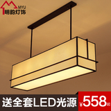 新中式LED客厅吊灯 长方形现代简约烛台吊灯创意餐厅灯酒店工程灯