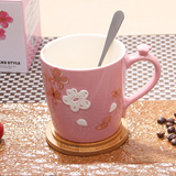 包邮星巴克风陶瓷杯子 创意樱花杯咖啡杯马克杯茶杯情侣礼物水杯