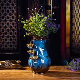 景德镇陶瓷流水创意桌面加湿器摆件客厅家居工艺品桌面装饰花瓶