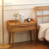 日式实木床头柜进口橡木储物柜卧室单抽床边桌现代简约家具品牌