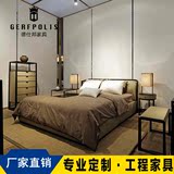 新中式全实木现代双人床卧室床1.8米样板房别墅鸡翅木双人床定制
