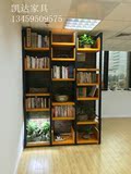 铁木组合搁板置物架展示架多功能层架客厅收纳书架花架鱼缸架书柜