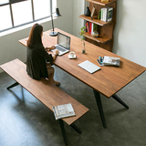美式loft复古电脑桌书桌办公会议桌椅实木餐桌椅组合设计师长条桌