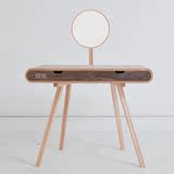 梳妆桌北欧日式带镜子简约现代风格化妆台卧室用桌全实木桌子