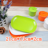 彩色仿瓷碟子塑料盘子长方形餐具平底零食小吃创意日式小碟子包邮