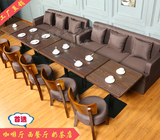 复古西餐厅沙发桌椅咖啡店布艺卡座奶茶甜品店三人沙发歺桌椅组合