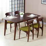 北欧餐桌椅组合现代简约长方形家具白橡实木小户型日式胡桃色餐桌
