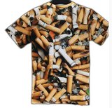 2016春夏男款短袖t恤3d立体潮个性搞怪烟头图案加肥加大胖子体恤