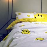 GD权志龙设计款笑脸创意纯棉四件套全棉床单卡通可爱亲子床上用品