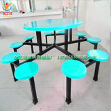 供应十人位圆凳玻璃钢餐桌椅 直径1.5m餐厅圆台餐桌 食堂工厂桌椅