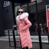 2016秋冬新款女装修身韩版PU皮羽绒棉服女毛领中长款皮棉衣外套