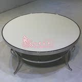 后现代异形金属移动不锈钢圆形桌新古典接待台签约台桌家具定制