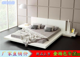 韩式日式榻榻米床卧室橡木1.5米1.8米双人床软靠背床简约实木床