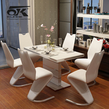 现代简约时尚餐桌椅组合6人 家用餐桌长方形不锈钢餐桌北欧饭桌子