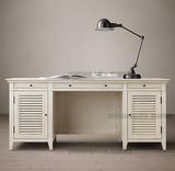 美式实木橡木书桌家用简约台式电脑桌欧式书桌笔记本电脑桌写字台