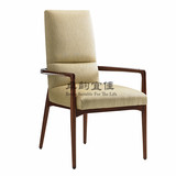 美式简约实木餐椅 布艺软包椅子餐厅餐桌个性扶手椅 组合高端定制