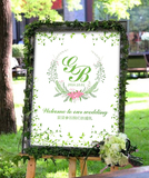 森系绿色婚礼迎宾水牌指引牌设计主题婚礼设计婚庆迎宾牌设计素材